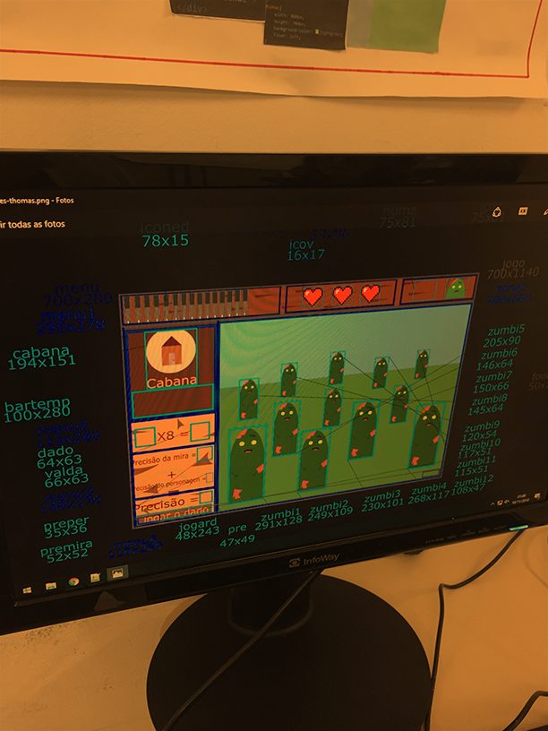 Tela de computador com um jogo desenvolvido pelos alunos