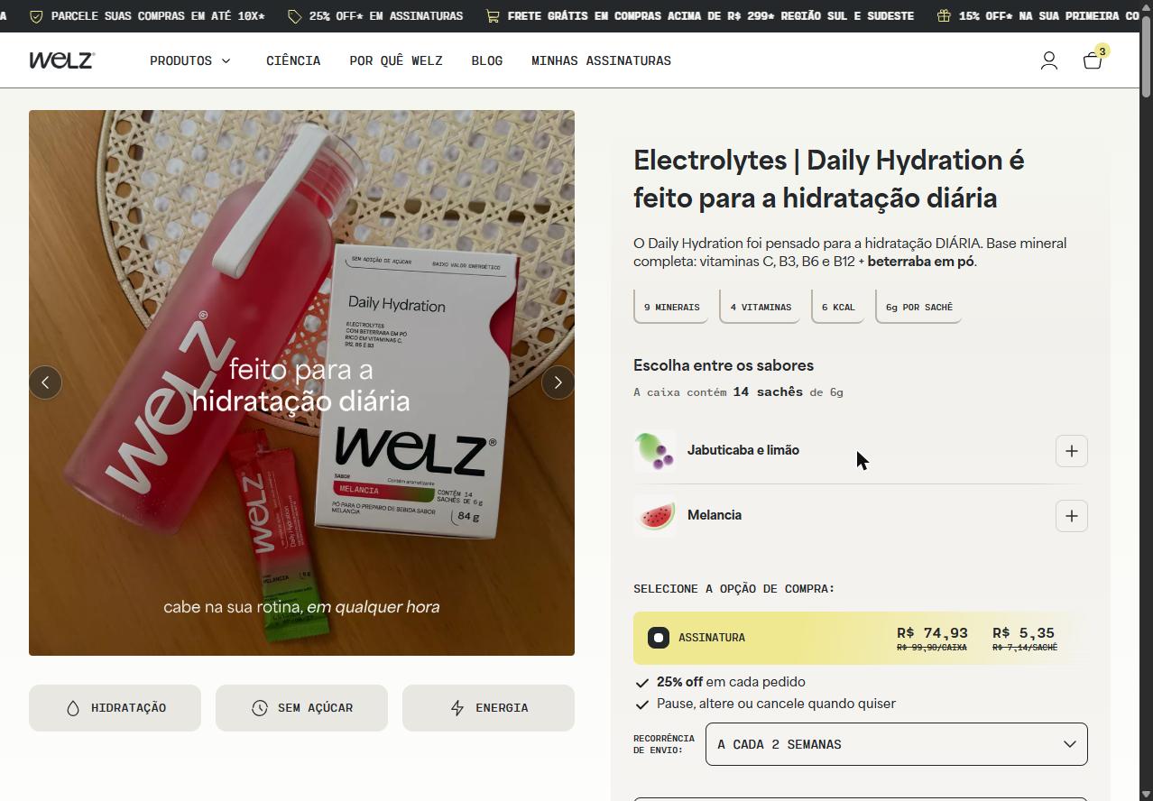 Página de produto sem trilha de navegação no topo