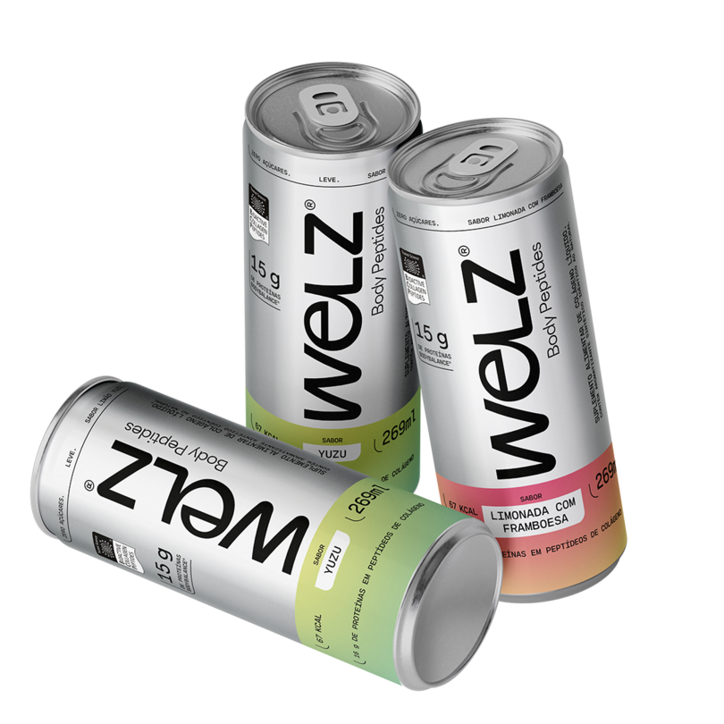 As três latas de Body Peptides agrupadas